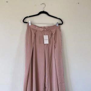 Pleated Champagne Satin Pants